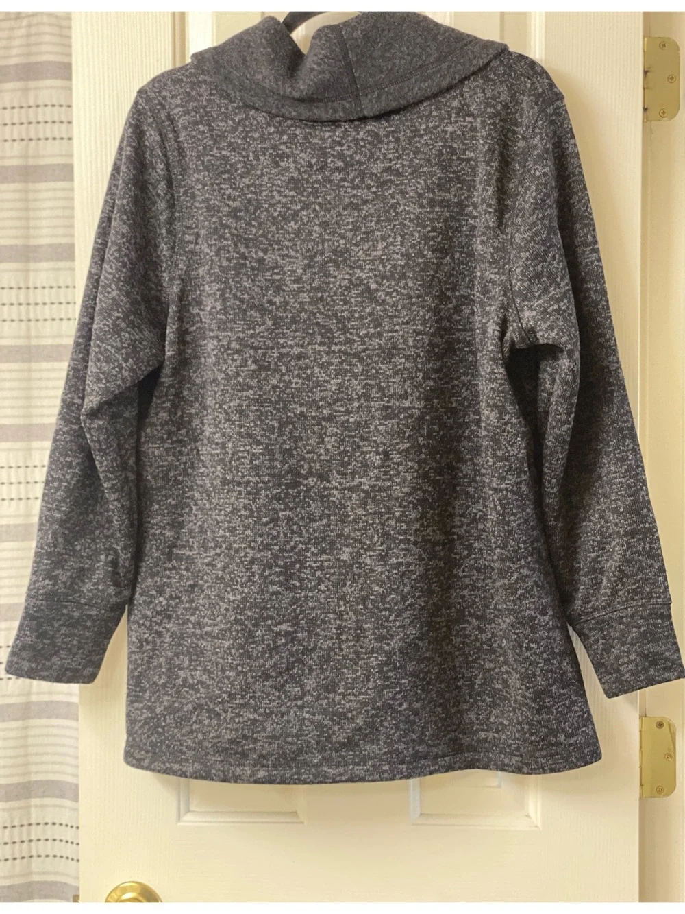 Ideology Charcoal Gray & Black Heather Cowl Neck Fleece Sweater Top Size 1X